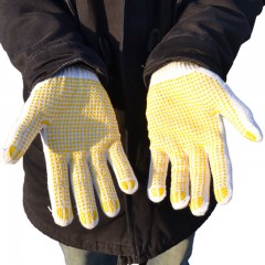 国产 防护手套 漂白棉纱点珠点胶手套 防刺防滑手套 劳保手套 种花种菜舒适耐用家庭手套