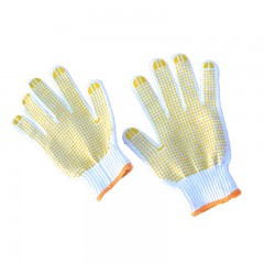 国产 防护手套 漂白棉纱点珠点胶手套 防刺防滑手套 劳保手套 种花种菜舒适耐用家庭手套
