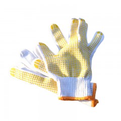 国产 防护手套 漂白棉纱点珠点胶手套 防刺防滑手套 劳保手套 种花种菜舒适耐用家庭手套