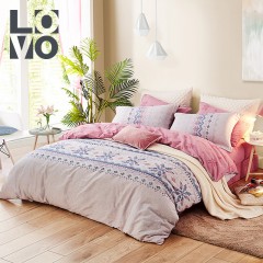 lovo 四件套全棉纯棉双面磨毛北欧风床品被套床单1.5/1.8米床