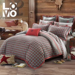 LOVO 四件套全棉纯棉床上用品条格4件套被套床单床品