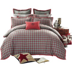 LOVO 四件套全棉纯棉床上用品条格4件套被套床单床品