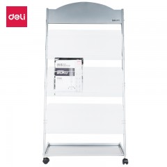 得力 9308万向滚轮杂志架 欧式简约报刊架 落地展示书报架 海量型