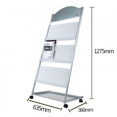 得力 9308万向滚轮杂志架 欧式简约报刊架 落地展示书报架 海量型