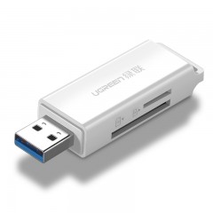 绿联 USB3.0读卡器二合一数码相机SD卡手机TF卡高速内存卡读卡器一拖二双卡同读台式笔记本电脑通用 CM104