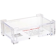 得力 名片盒7621 透明塑料时尚简约桌面名片收纳座/架 超大容量