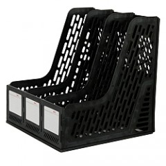 得力 9845三联文件框塑料文件架资料架文件栏文件筐收纳架