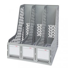 得力 9845三联文件框塑料文件架资料架文件栏文件筐收纳架