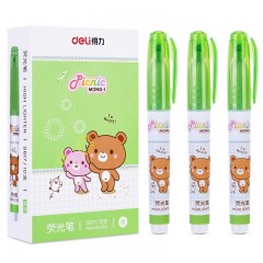 得力 S617荧光笔 荧光标记笔彩色记号笔学生绘画 10支/盒