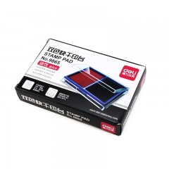 得力 9865快干印台 方形透明外壳红色蓝色印油财务办公用品