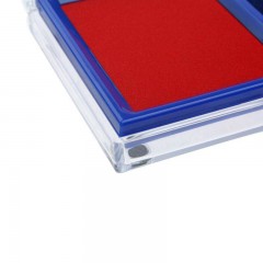 得力 9865快干印台 方形透明外壳红色蓝色印油财务办公用品