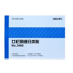 得力 3460廿栏分类账芯100张16k活页式商品账本账簿优质80g双胶纸
