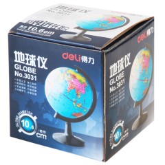 得力 3031小型地球仪106mm标准教学研究高清 中文地形