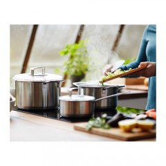 365+ 带盖汤锅10升不锈钢复合底玻璃盖电磁炉煤气 IKEA 365+