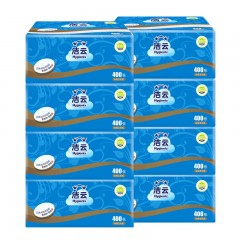 洁云 卫生纸电商装400张8包手厕纸刀切纸压花平板纸平板手草纸批发