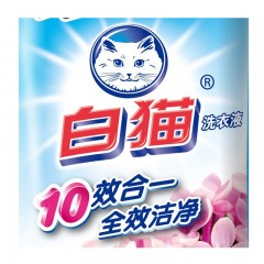 白猫500g*3无磷洗衣液风信馨香 袋装 10效合一全效洁净立漂净