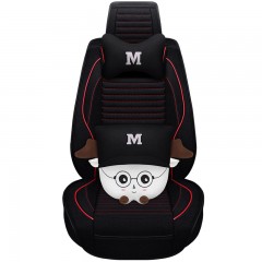 国产 冬季汽车坐垫可爱卡通大众新老款宝来朗逸亚麻全包围座套四季通用