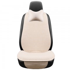 国产 夏季小蛮腰汽车坐垫四季通用荞麦壳透气仿亚麻单片座垫