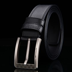 七匹狼 男士针扣皮带黑色 牛皮带 腰带 裤带7A127236000
