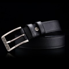 七匹狼 男士针扣皮带黑色 牛皮带 腰带 裤带7A127236000