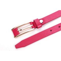 七匹狼 女士粉红色针扣牛皮皮带 百搭真皮女腰带7A328579000