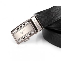 七匹狼 男士自动扣黑色整张头层牛皮皮带真皮裤带腰带7A313400000