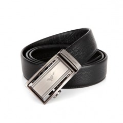 七匹狼 男士自动扣黑色整张头层牛皮皮带真皮裤带腰带7A313400000