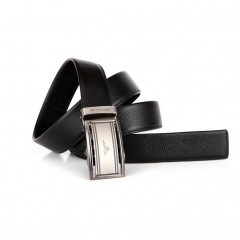 七匹狼 男士自动扣黑色整张头层牛皮皮带真皮裤带腰带7A313400000