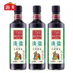 海天 老字号生抽头道酱油 淡盐酱油头抽480ml*3零添加