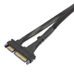 国产 机箱理线线材 黑色正标SATA电源+数据1公1母连体线 50cm