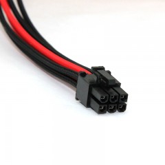 国产 显卡 6针 ATX 电源延长线 18awg 20CM 单包网理线 黑红 6pin 6P