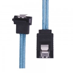 国产 双通道SATA3.0线 硬盘数据连接线铝箔 一弯一直带弹片蓝色 60cm