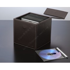HIPCE 经典皮质CD盒DVD收纳箱有盖大容量80片碟片创意光盘储存盒