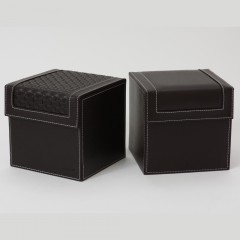 HIPCE 经典皮质CD盒DVD收纳箱有盖大容量80片碟片创意光盘储存盒