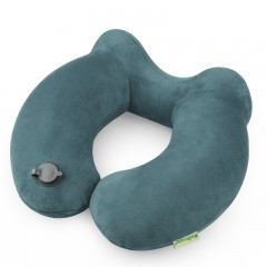 Wellhouse 棉绒充气U型枕护颈枕旅行4件套装眼罩耳塞收纳袋便携旅游睡眠飞机靠枕 灰色