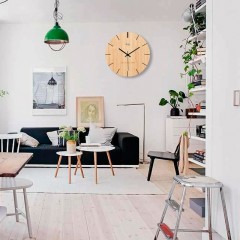 国产 创意现代简约时尚北欧木质田园客厅卧室静音挂钟时钟石英墙钟720