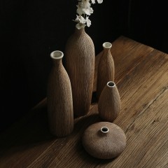 国产 现代简约拉丝陶瓷插花花瓶欧式创意客厅白色北欧家居装饰品摆件