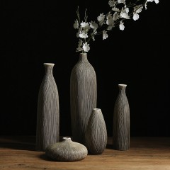 国产 现代简约拉丝陶瓷插花花瓶欧式创意客厅白色北欧家居装饰品摆件
