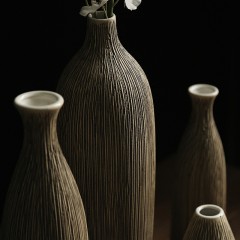 国产 现代简约拉丝陶瓷插花花瓶欧式创意客厅白色北欧家居装饰品摆件