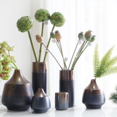 国产 西西里家居 黑金窑变陶瓷花瓶 现代时尚客厅卧室书房装饰花器摆件