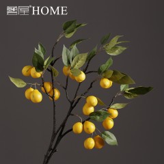 国产 家居装饰品 欧罗柠檬枝仿真绿植 客厅餐厅玄关仿真花插花植物摆件