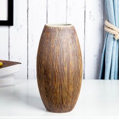 国产 桌面陶瓷花瓶树皮纹艺术 景德镇欧式现代风格插花器装饰品摆件
