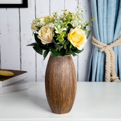 国产 桌面陶瓷花瓶树皮纹艺术 景德镇欧式现代风格插花器装饰品摆件