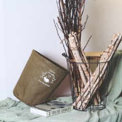 国产 铁桶复古带麻布收纳铁篮 铁艺花桶花瓶花器花插装饰怀旧