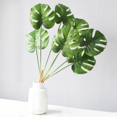 国产 北欧风现代简约手感清新绿植仿真假花绿叶龟背竹插花装饰摆设