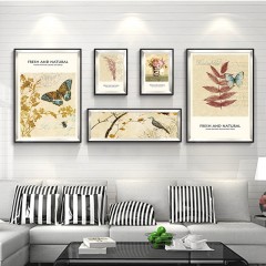 国产 北欧现代简约客厅装饰画沙发背景墙创意挂画餐厅组合有框孔雀壁画