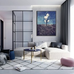 国产 玄关过道油画现代客厅装饰画餐厅简约抽象画-三朵白云