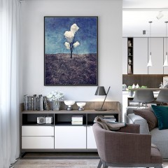 国产 玄关过道油画现代客厅装饰画餐厅简约抽象画-三朵白云