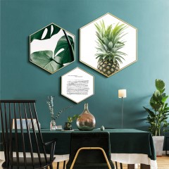 国产 北欧绿植六边形装饰画现代简约客厅餐厅壁画卧室床头小清新挂画