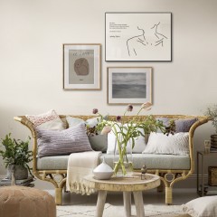 国产 守候幸福 北欧风格卧室装饰画 现代简约床头挂画客厅组合壁画线条